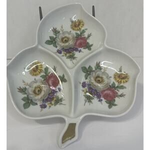 Vintage‎ Old Nuremberg Bavaria Germany 3 Section Leaf Floral Porcelain Dish